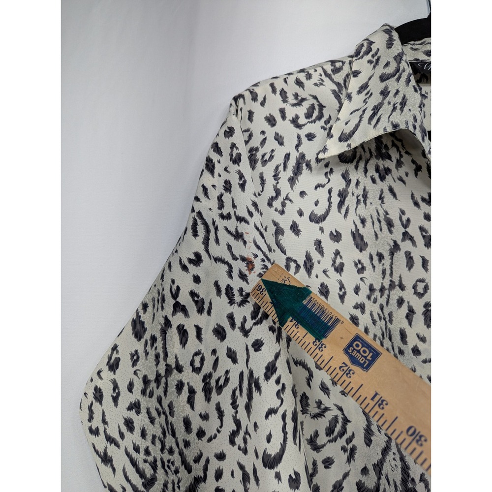 Style Exchange Womens Leopard Print Button Down Shirt Grey White Long Sleeve M - Picture 11 of 11